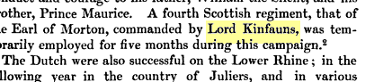 A Scots regiment, commanded by Lord Kinfauns, in continental service