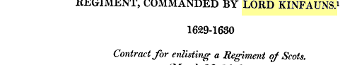Contract for enlisting a Regiment of Scots commanded by Lord Kinfauns, 1629–1630